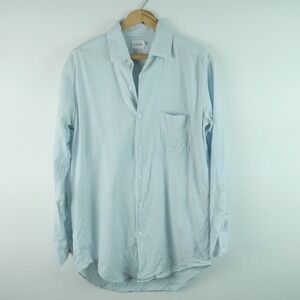 Flannel Australia Men Striped Cotton Silk Button Down Shirt M Luxury Sustainable